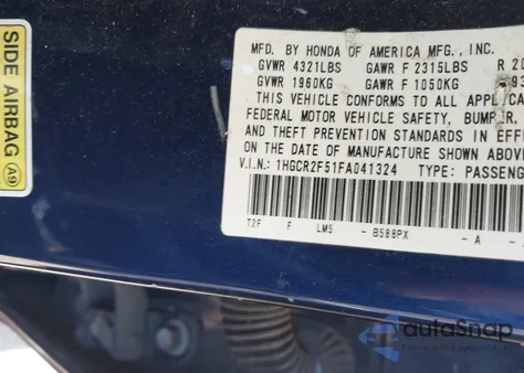 2015 Honda Accord Sport from USA, damaged, VIN 1HGCR2F51FA041324